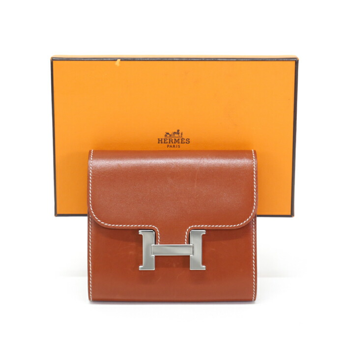 Hermes X刻 コンスタンス ボックススカーフ コンパクト SV金具 ウォレット 財布 リケン (206152