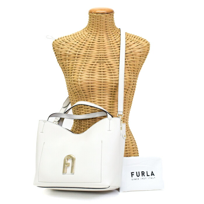 【ABランク】 フルラ FURLA プリムラ S レザー アーチロゴ WB00507 ハンドバッグ 手提げかばん 2WAY ショルダーバッグ レディース マルモ (グレー) 正規品 中古 mbj19019