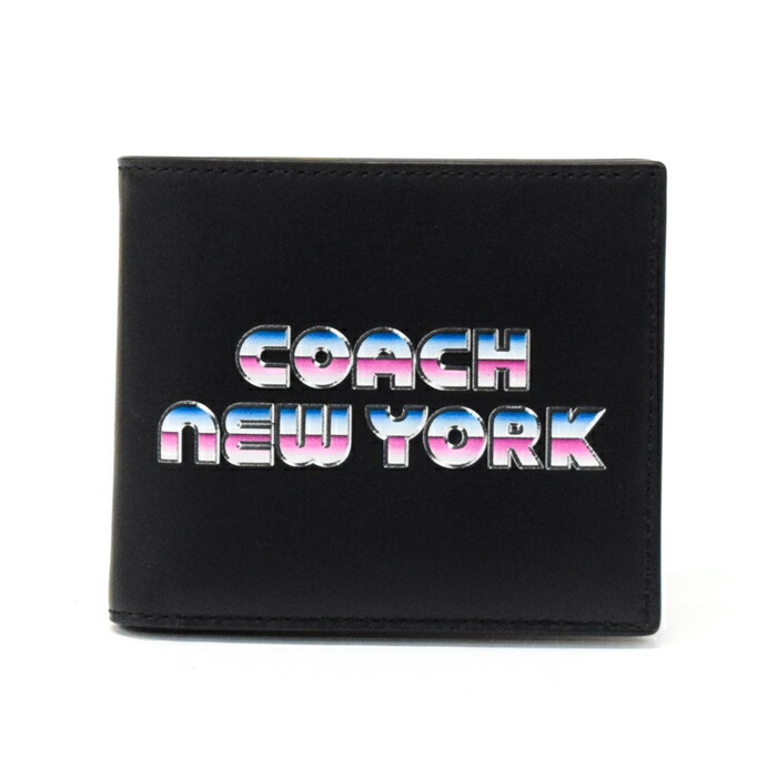 【SAランク】 コーチ COACH 80's ニューヨーク イブニング グラフィック ダブル ビルフォールドウォレット スムースカーフレザー C3412 二つ折り財布 コンパクトウォレット メンズ ブラックマルチ 正規品 極美品 中古 mbk25001 6,376円