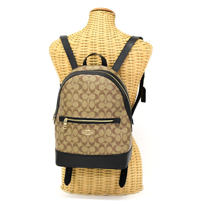 【Aランク】 コーチ COACH ケンリー バックパック シグネチャー キャンバス PVC / クロスグレイン レザー C5679 デイパック バックパック リュック レディース メンズ ベージュ / ブラック 正規品 美品 中古 mbl09011｜p.o.s.h. Online Store 店