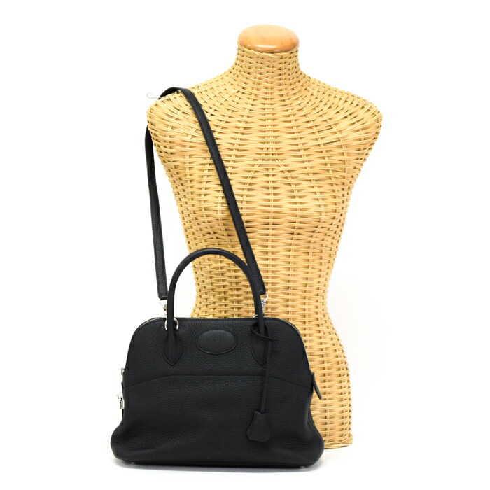 【SAランク】 エルメス HERMES ボリード 31 トリヨンクレマンス (レザー) SV金具 C刻印 2018年 ハンドバッグ 手提げかばん ボストンバッグ ビジネスバッグ ノワール (ブラック) 正規品 極美品 中古 mbl30009