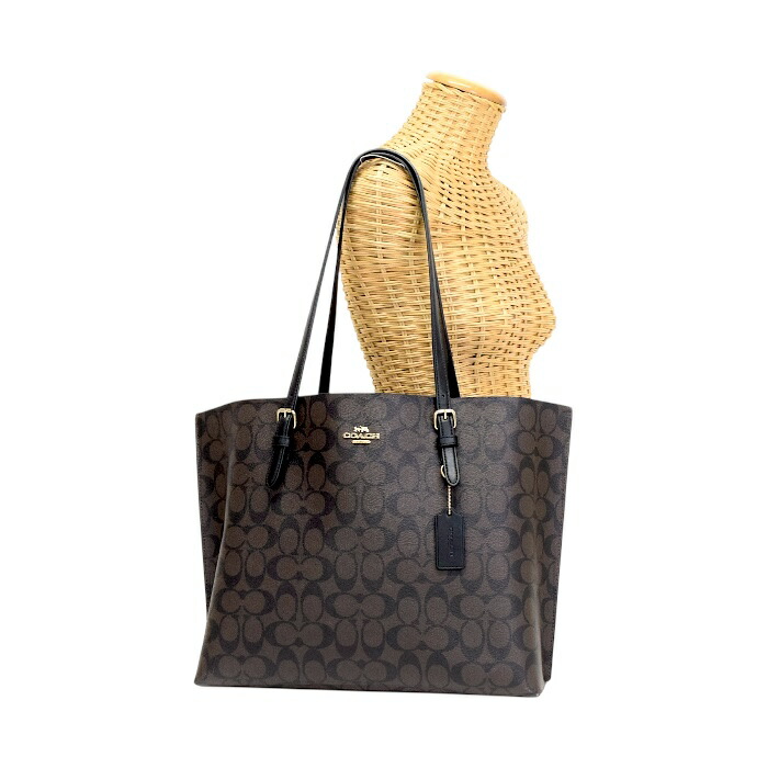 【ABランク】 コーチ COACH モリー トート バッグ・シグネチャー キャンバス PVC / レザー 1665 肩掛け ハンドバッグ レディース ウォルナット / ブラック 正規品 中古 mbn11012