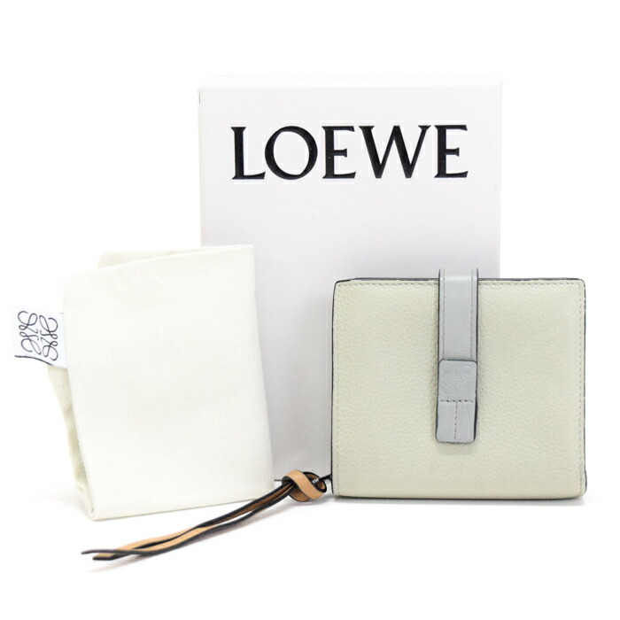 LOEWE ロエベ 長財布 グリーン ベルトデザイン アイボリー レザー ロエベ LOEWE 三つ折り財布 バーティカルウォレット Sサイズ