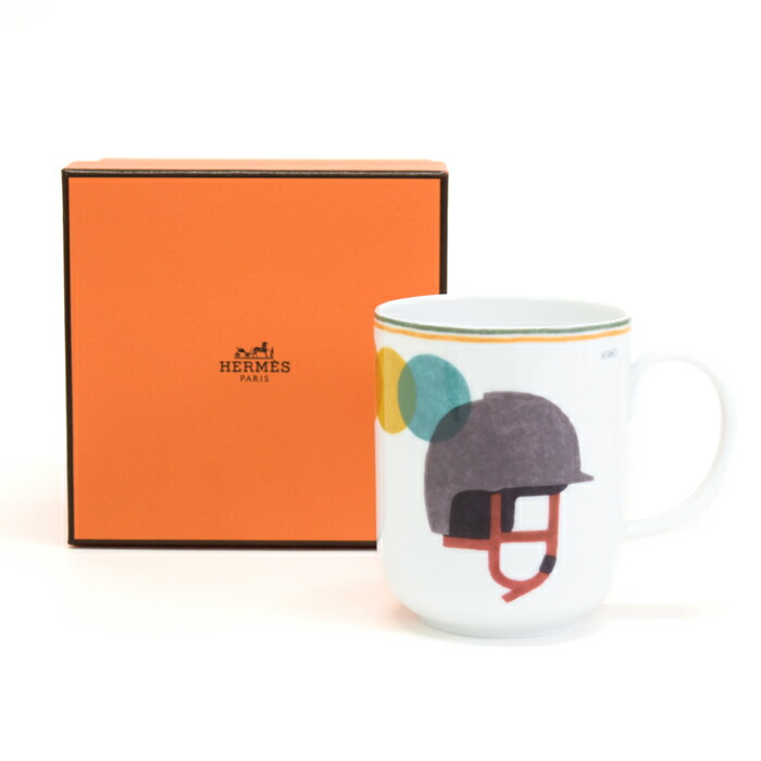 【SAランク】 エルメス HERMES マグ 〈ソー・エルメス〉 カスク ポーセリン (陶磁器) P055131P マグカップ コップ 食器 レディース メンズ ホワイト / マルチカラー 正規品 極美品 中古 mbo23004