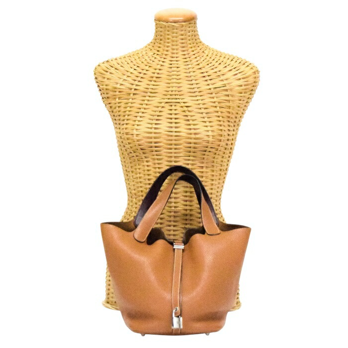 【Bランク】 エルメス HERMES ピコタン ロック MM 22 エクラ トリヨンクレマンス / スイフト (レザー) SV金具 A刻印 (2017年) ハンドバッグ 手提げかばん トートバッグ ミニトート レディース トフィー (ライトブラウン) / ボルドー (レッド) 正規品 中古 mbr18006