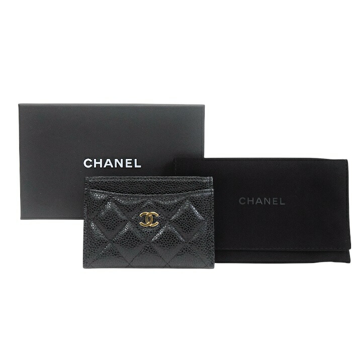 【ABランク】 シャネル CHANEL クラシック カードケース キャビアスキン (レザー) GD金具 AP0213 カードホルダー パスケース レディース メンズ ブラック 正規品 中古 mbl26004