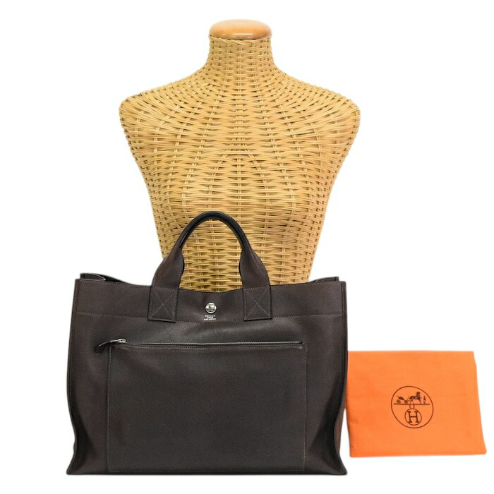 【B序列付ける】 エルメス HERMES サックベルラン 40 エバーグレイン (なめし革) SV金具 □L目じるし (2008年) 商行為御徒面子 ハンドバック 手提げかばん メンズ レディース 靉靆たる赤銅色 定まり品 中古 mbt27003