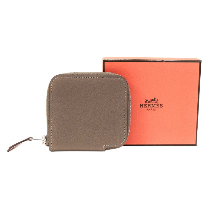 【SA価値づける】 エルメス HERMES アザップ ミニ シルクイン エバーカラー (なめし革) SV金具 K目じるし (2025年) コインケース ラウンドチャック コンパクトウォレット ミニ札入れ レディース メンズ エトゥープ (グレージュ) 置き目品 極美品 中古 mbu16006