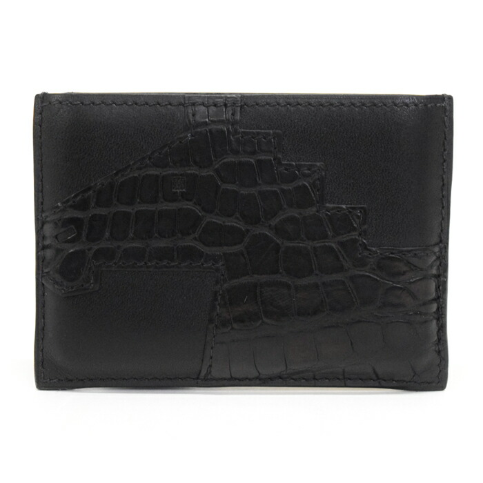 【Bランク】 エルメス HERMES シュバルピクト カードケース アリゲーター / ボックスカーフ エキゾチックレザー W刻印 (2024年) カードケース パスケース 札入れ ミニ財布 名刺入れ メンズ レディース ノワール (ブラック) 正規品 中古 mbu20004