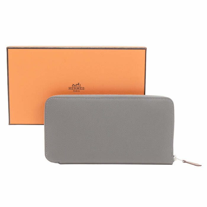 【Sランク】 エルメス HERMES アザップロング シルクイン エバーカラー (レザー) SV金具 W刻印 (2024年) 長財布 ラウンドファスナー ロングウォレット レディース メンズ グリメイヤー (グレージュ) 正規品 新品同様 中古 mbv16013