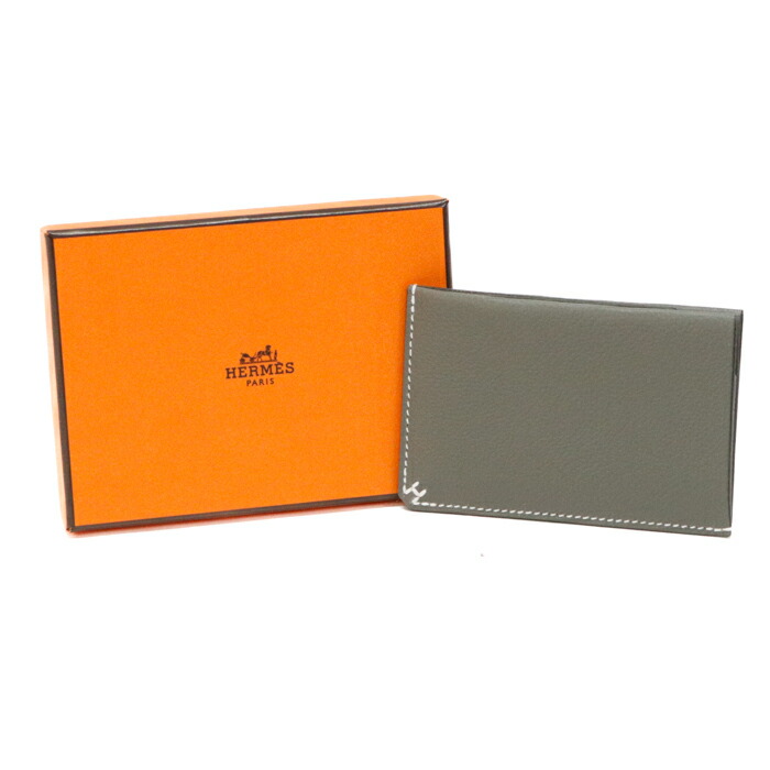 【Sランク】 エルメス HERMES Hセリエ カードホルダー エバーカラー (レザー) W刻印 (2024年) カードケース パスケース カード入れ ビジネス レディース メンズ グリメイヤー (グレー) 正規品 新品同様 中古 mbv26005