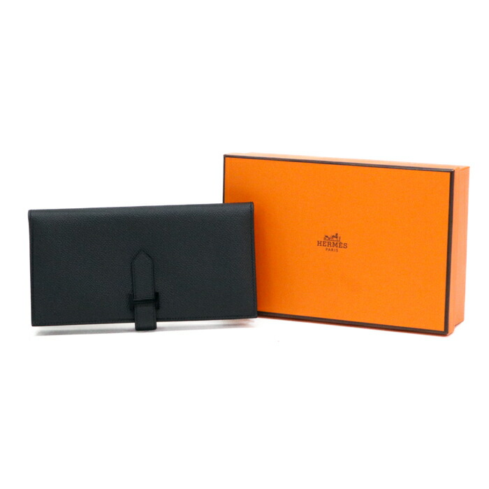 【SAランク】 エルメス HERMES ベアンスフレ モノクローム エプソン (レザー) ソーブラック BK金具 U刻印 (2022年) 長財布 かぶせ蓋 ロングウォレット 二つ折り財布 H金具 レディース メンズ ノワール (ブラック) 正規品 極美品 中古 mbw05010|p.o.s.h. Online Store 店