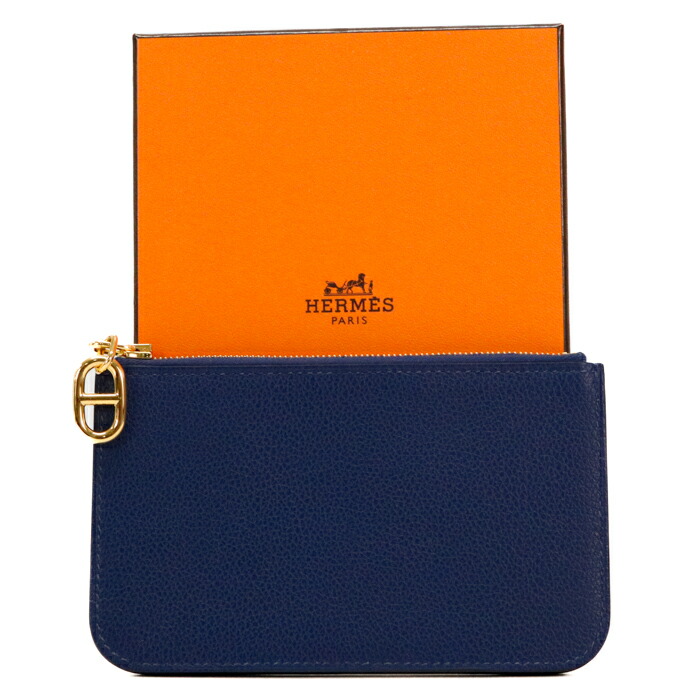【N位置づける】 エルメス HERMES 歌留多容れもの 《ジップアンゴー》 シェーヌ・ダンクル エヴァーカラー (なめし革) GD金具 K目じるし (2025年) フラグメントメース メンズ レディース ブルーニュイ (米国海軍) 定め事品 未当て嵌める 見せびらかす品 中古 mbx06011