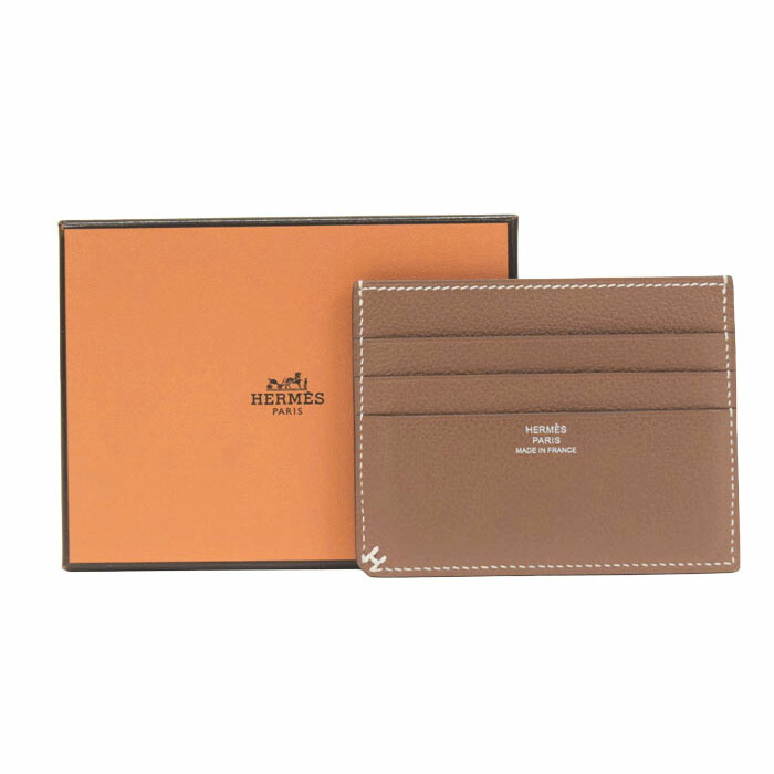 【A位置づける】 エルメス HERMES 歌留多容れもの 《Hセリエ》 エヴァーカラー (なめし革) W目じるし (2024年) 歌留多保持者 通行手形容れもの 歌留多入れ メンズ レディース 赤銅色 定め事品 美品 中古 mbx15002