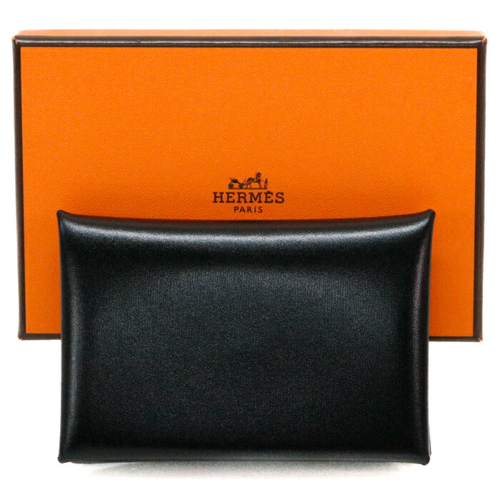 【SA序列付ける】 エルメス HERMES カルヴィ ボックスカーフ (なめし革) SV金具 W目じるし (2024年) 歌留多容れもの コインケース コンパクトウォレット ミニ銭入れ メンズ レディース ノワール (黒いこと) 定まり品 極美品 中古 mbx15011