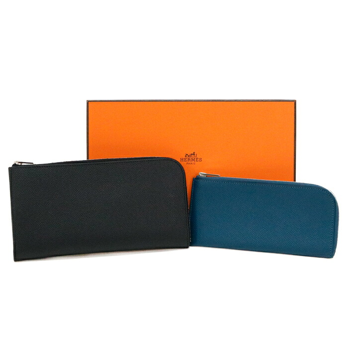 【S位置づける】 エルメス HERMES リミックス コンバイン エプソン (なめし革) SV金具 A目じるし (2017年) 長金入れ L字チャック メンズ レディース ノワール (黒いこと) / コル頭を覆う物 (青碧) 定め事品 新品負けず劣らず 中古 mbz12002