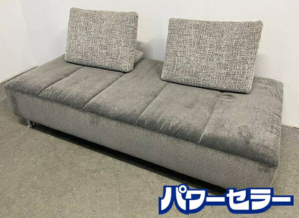 NESSO/ネッソ 2Pアームレスソファ 幅180 ファブリック グレー クッションレスト×2 リビングハウス シンプル 中古家具 店頭引取歓迎 R10365