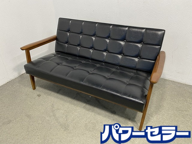 karimoku/カリモク60 K女性議長2シーター 二人掛け 黒いこと 手いの一番/思われ人トリー材 寝椅子 室内装飾 中古調度品 店先引取歓迎 R10713