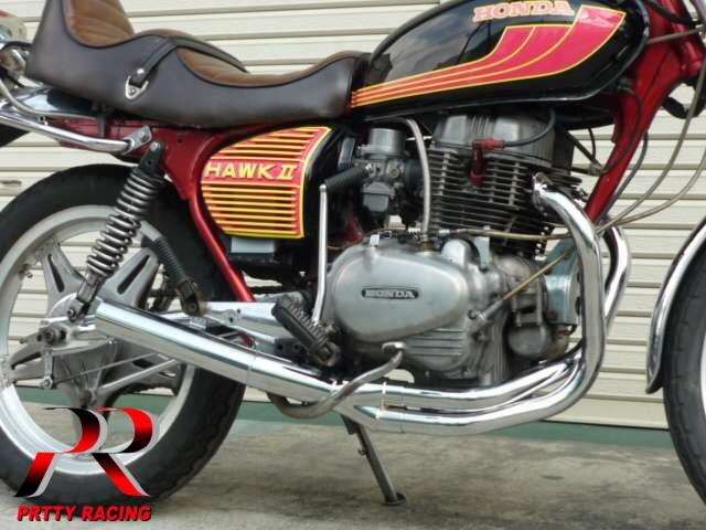 楽天市場 Cb250t Cb400t ホーク2 響 サイドクロス ショート管 二重加工 メッキ マフラー プリティーレーシング