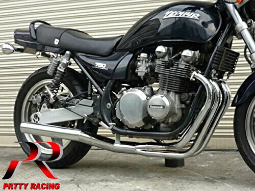 PRETTYRACING SPIDER KAWASAKI ゼファー750 Z2タイプ ショート管 70π 新品 マフラー フランジ付 メッキ