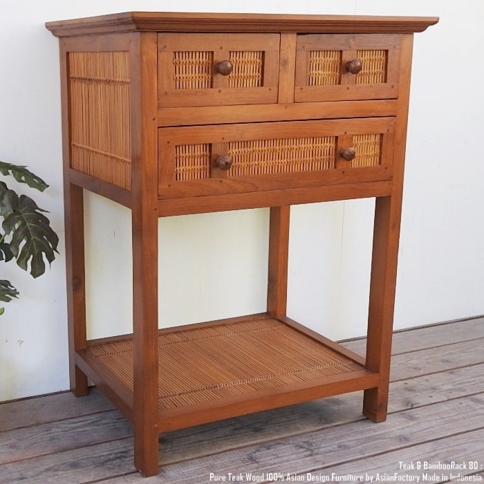 楽天市場】チーク＆バンブーキャビネット100cm 送料無料 キャビネット