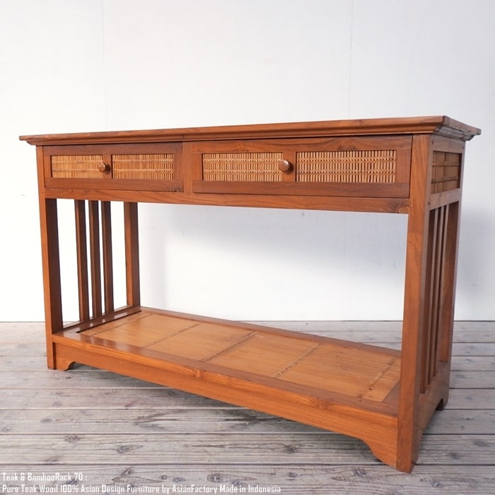 楽天市場】チーク＆バンブーキャビネット100cm 送料無料 キャビネット