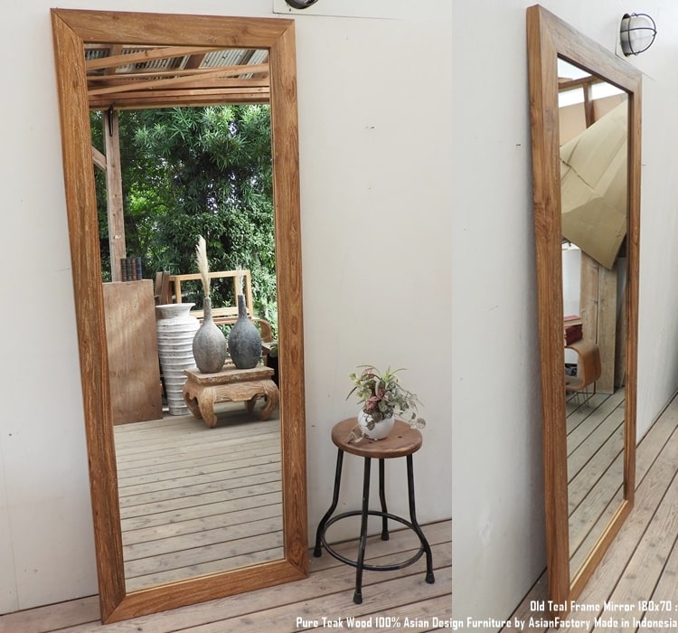 楽天市場】オールドチーク無垢材 姿見鏡150cm×80cm 全身ミラー