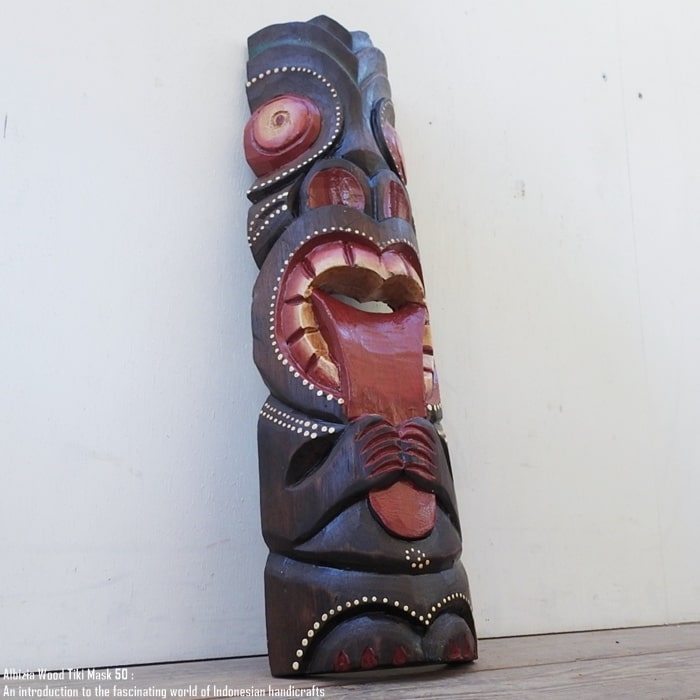 TIKI ハワイ Zeckos Set Of 2 Hand Crafted Wooden Tiki Mask Surfboard Decorative