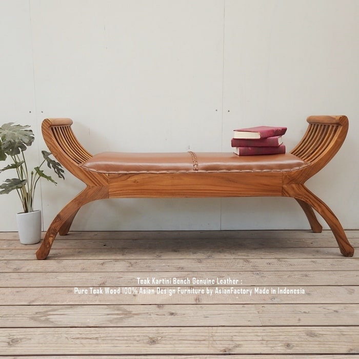 楽天市場】チーク無垢材 カルティニベンチ LTB 牛革 本革 ティー