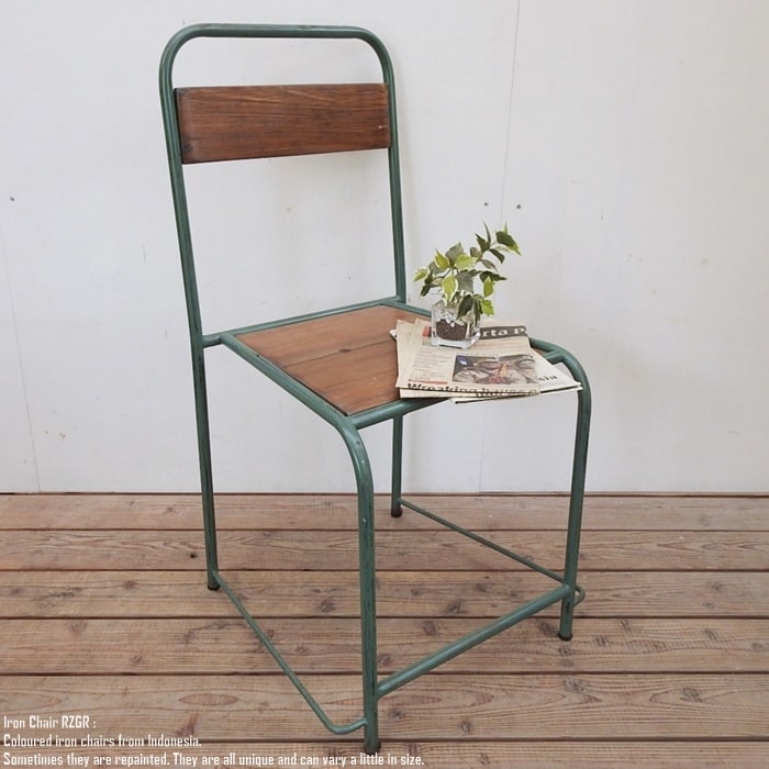 楽天市場】チークアイアンスツール RZ 緑色 アンティーク 古材