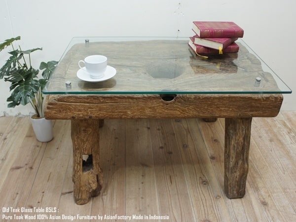 充実の品 カフェ テーブル 机 古木 オールドチーク バリ島 アジアン 