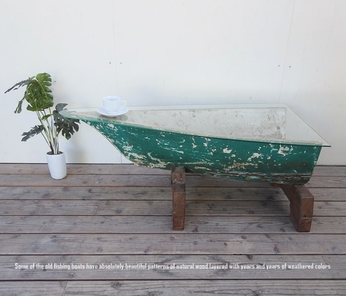 ⭐︎激レア【オール付きボート形木製テーブル】一点物 ⭐︎激レア【オール付きボート形木製テーブル】一点物