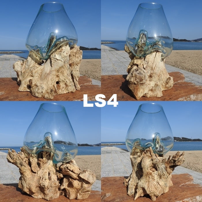ポイント10倍 選べる 流木ガラス オブジェ 特大 Ls28 花瓶 アクアリウム テラリウム フラワーポット 金魚鉢 メダカ水槽 バリ島 アジアン雑貨 ポプリ入れ 容器 器 リサイクルガラス オブジェ かわいい リサイクルウッド 買い回り ポイント消化 業販 卸売可 スーパーセール