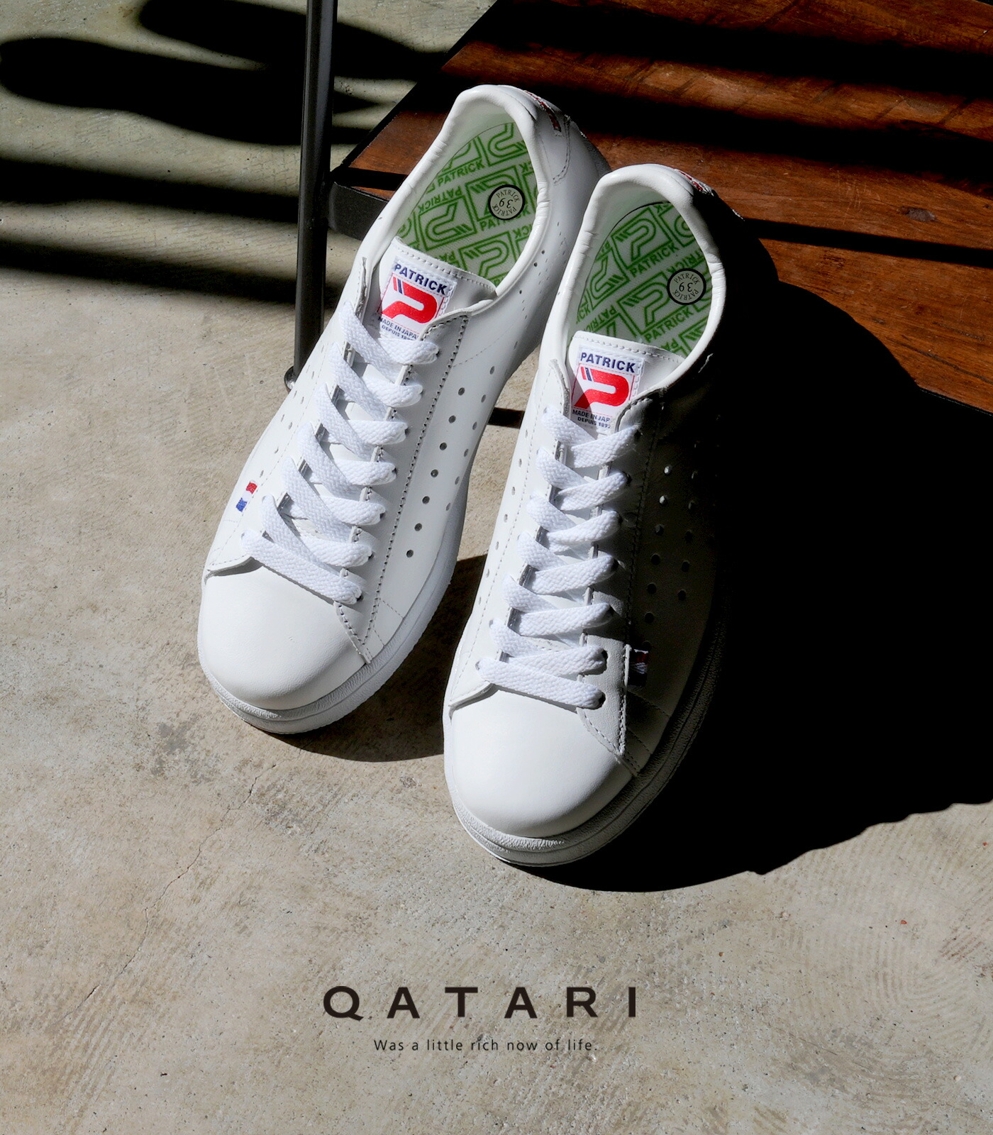 パトリック スニーカー レディース メンズ ケベック 白いこと 白 なめし革スニーカー コートソール PATRICK QUEBEC WHT 119630 定番ひな形 【初回のみ大きさ取り替えっこ片道貨物輸送無料】 【靴紐通し済】白スニーカー 靴★