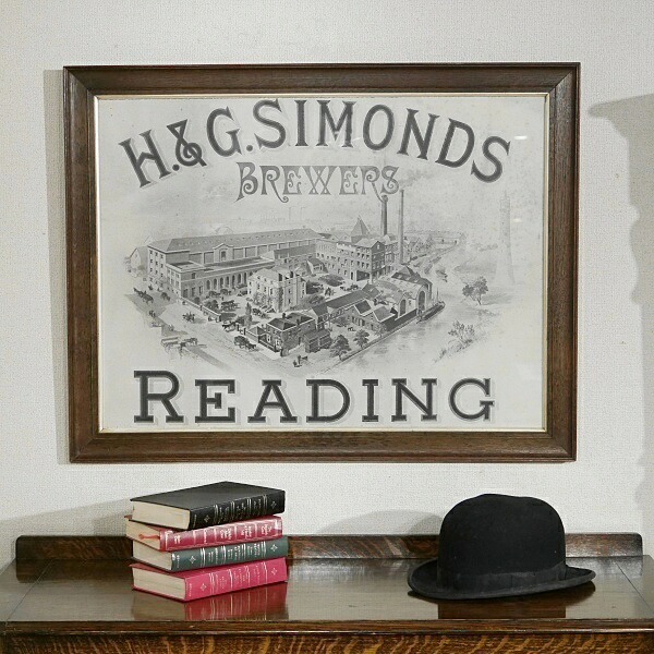 連合王国連合王国アンティーク調度品 額絵 PUB言いひろめる用 張り出し H \u0026 G Simonds Ltd BEER 麦酒醸造酒所 B401