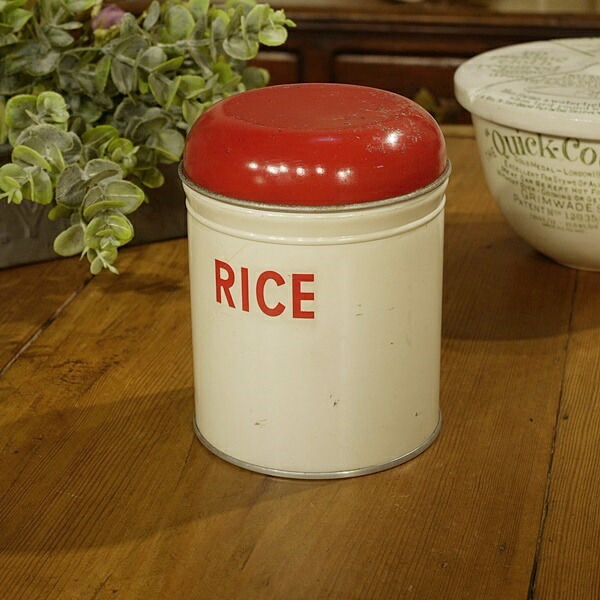 連合王国連合王国 ヴィンテージ RICE CANISTER キャニスター WORCESTER WARE 1950年月日 RICE TIN S028