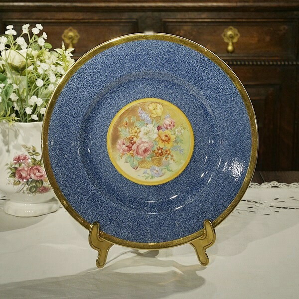 英国イギリスアンティーク 推定1935年-1938年代 Crown Ducal フローラルプレート ROMAパターン charlotte rhead S096