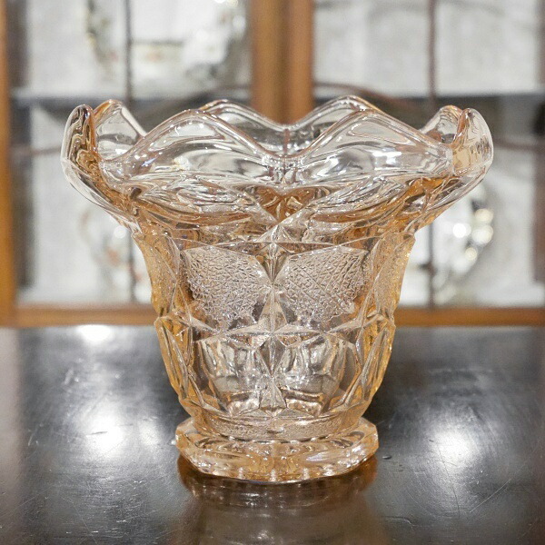 英国イギリスアンティーク SOWERBY ガラスベース アーツ＆クラフト 花瓶 Pink Vase 1930年代 S194｜Ｑ&rsquo;Ｓ　ＡＮＴＩＱＵＥＳ