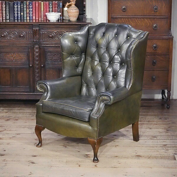 楽天市場】輸入家具 ウィングバックチェア 本革 ソファ チェスター