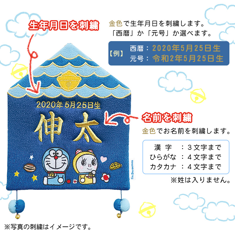 エントリーでポイント10倍 7 名入れ 月 お祝い 名前旗 男の子 11 女の子 メモリアルハウス プレゼント 1 59迄 アイムドラえもん命名旗 飾り