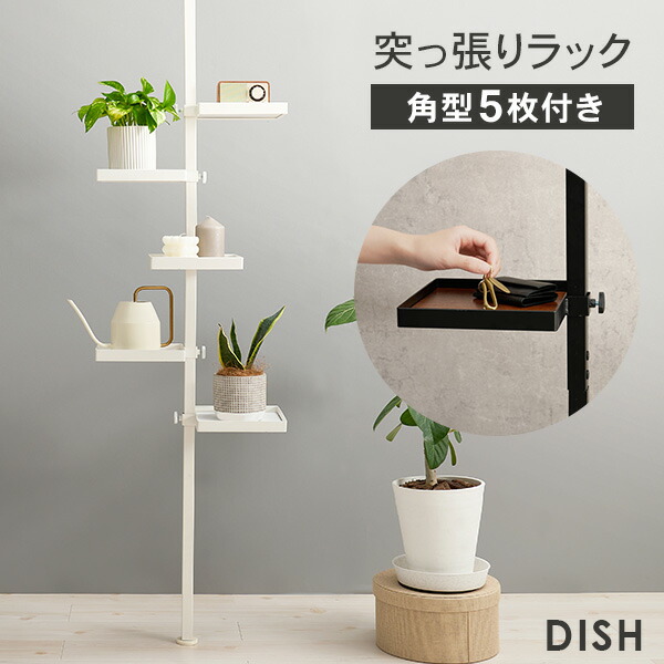 楽天市場】突っ張りラック 丸型トレイ5個付き【DISH】ディッシュ