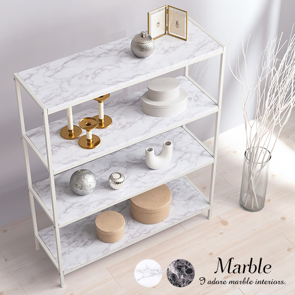 楽天市場】大理石調4段シェルフ【Marble】マーブル(シェルフ