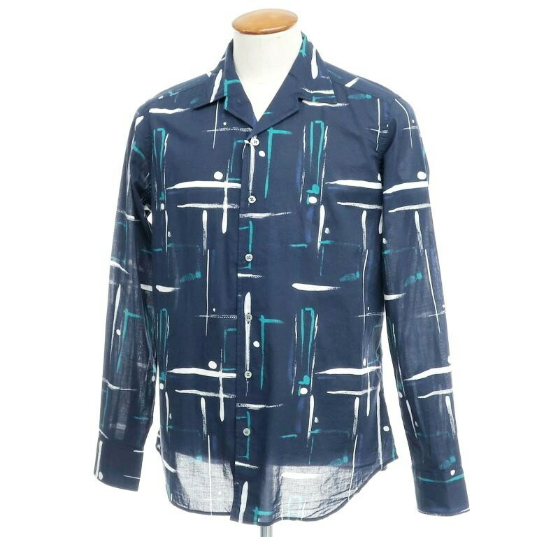 新品 バグッタ Bagutta オープンカラーシャツ ネイビー ホワイト ブルーグリーン サイズ40 Nvy S S A W 状態ランクn メンズ 2110bpd Ipag Org