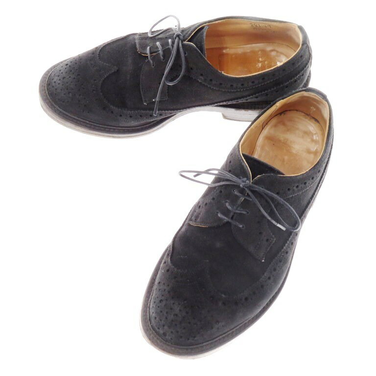 中古 トリッカーズ Trickers M7306 スエード レザー ロングウィングチップシューズ ブラック サイズ7 1 2 Blk S S A W 状態ランクd メンズ Arganita Tn