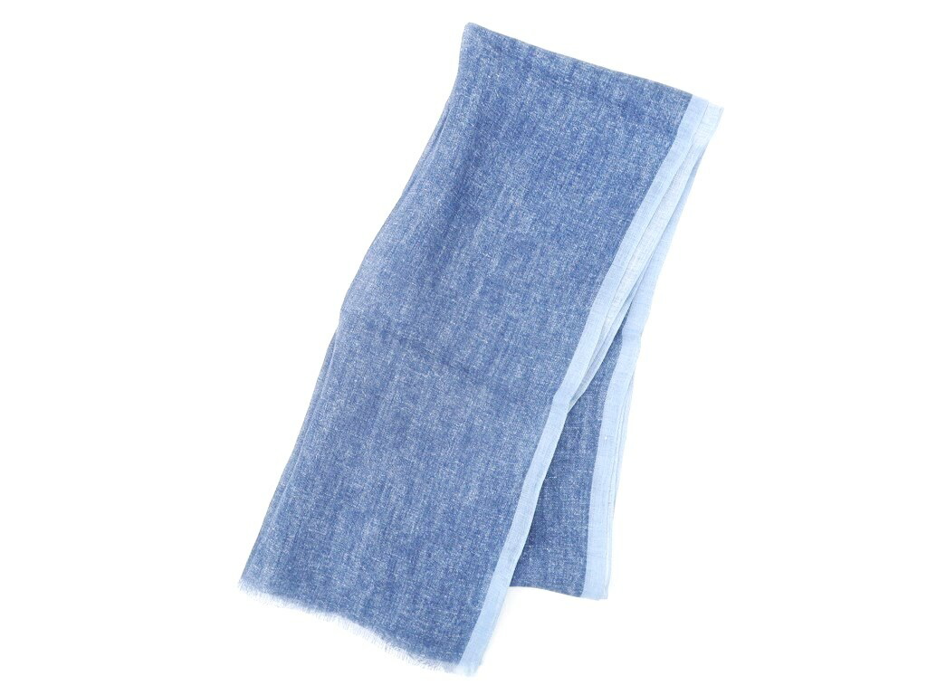 【新品】ブリューワーBREUERリネンプリントストールブルー系【サイズ−】【BLU】【S/S】【状態ランクN】【メンズ】