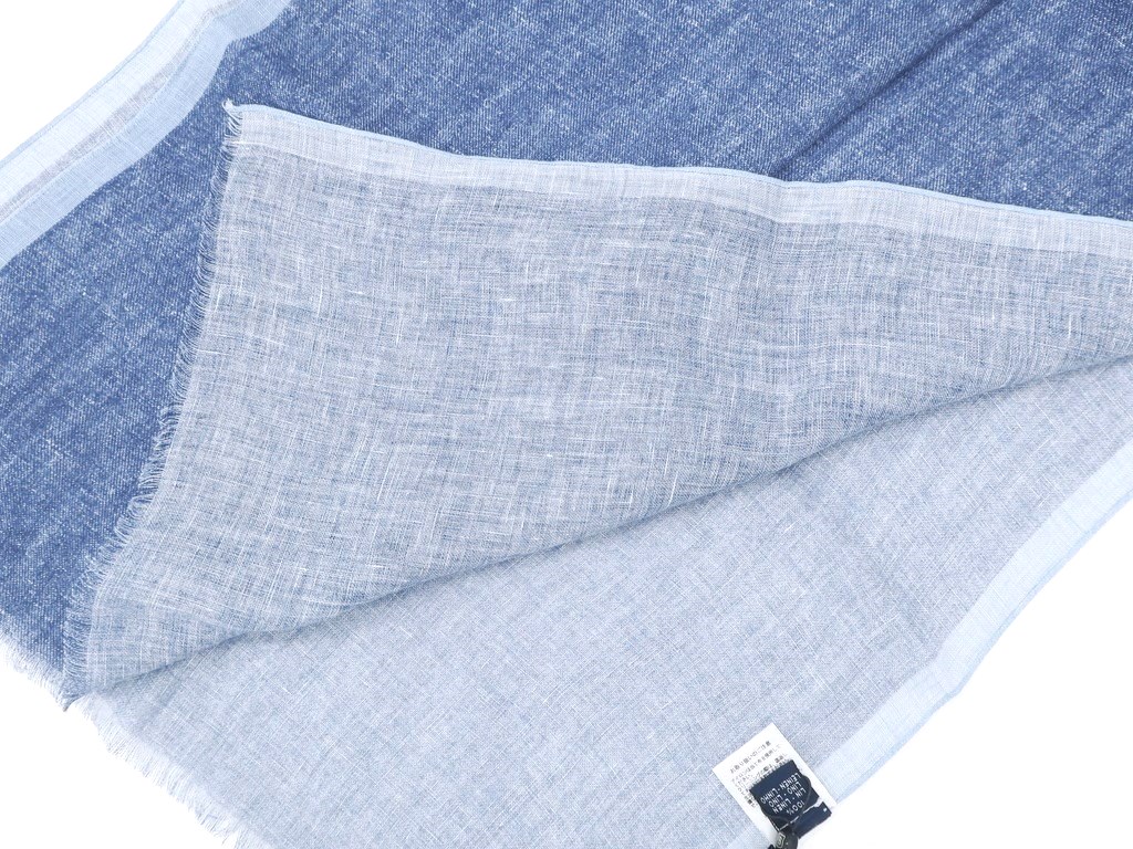 【新品】ブリューワーBREUERリネンプリントストールブルー系【サイズ−】【BLU】【S/S】【状態ランクN】【メンズ】