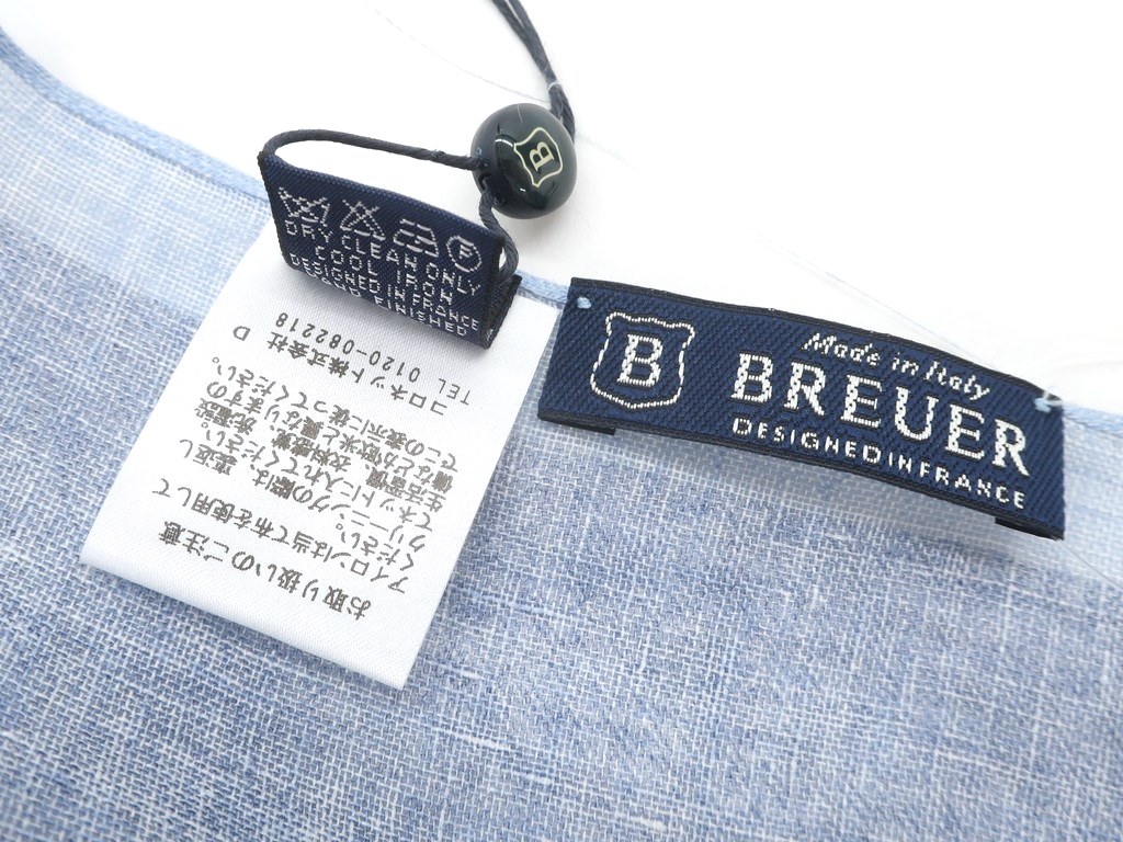 【新品】ブリューワーBREUERリネンプリントストールブルー系【サイズ−】【BLU】【S/S】【状態ランクN】【メンズ】