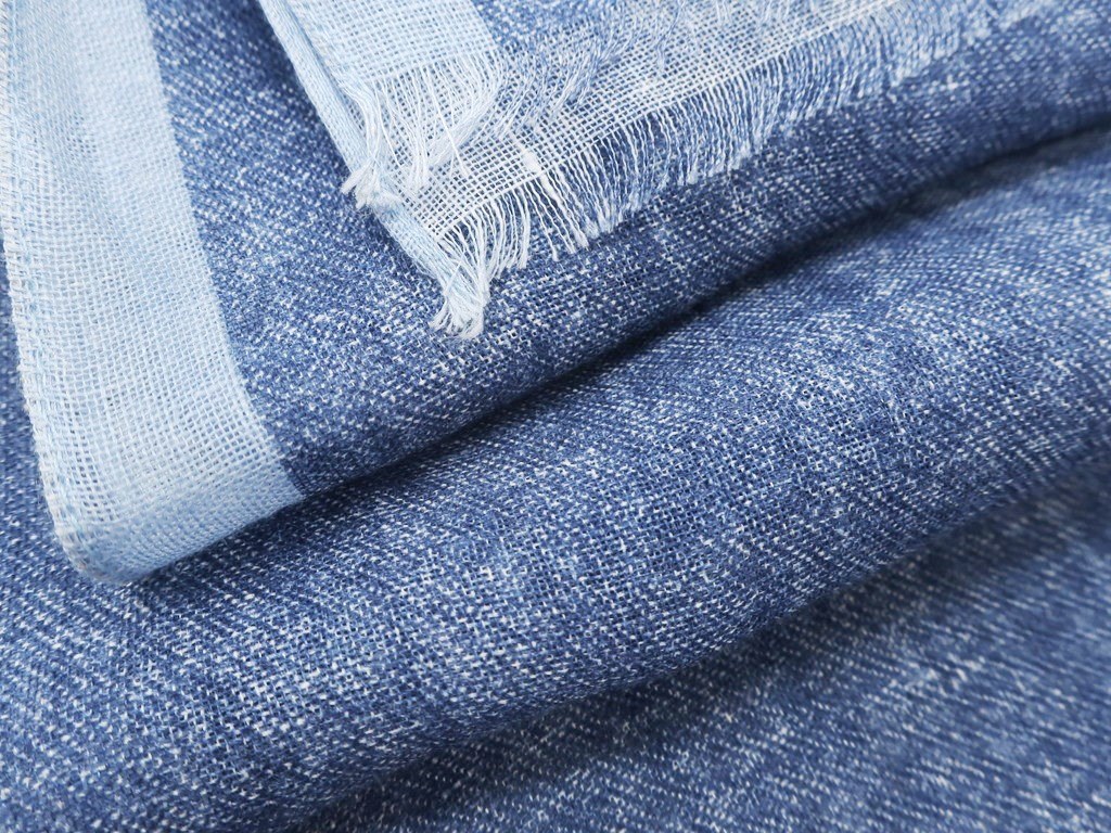 【新品】ブリューワーBREUERリネンプリントストールブルー系【サイズ−】【BLU】【S/S】【状態ランクN】【メンズ】