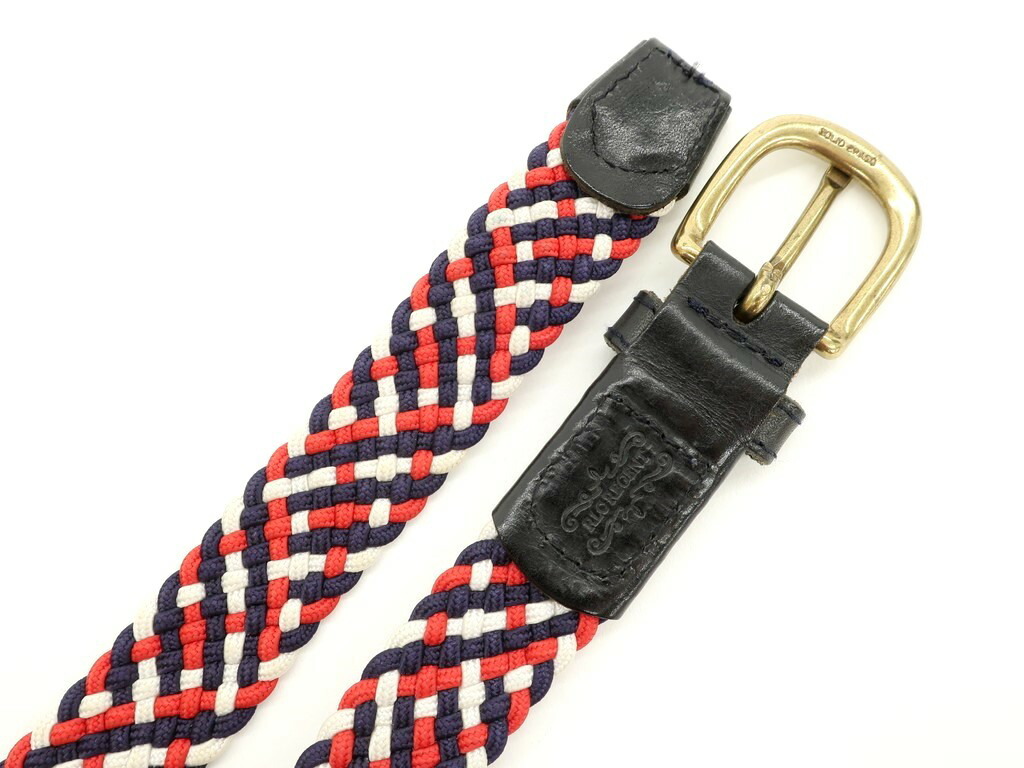 【中古】アールエルシーリージェントRLCREGENTトリコロールメッシュベルトレッド×ネイビー×ホワイト【サイズ表記な