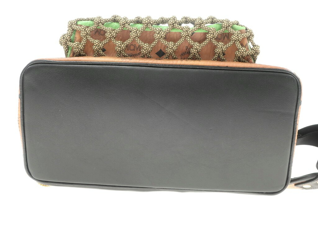 【中古】エムシーエムMCMStarkFlightPrintBackPackレザーバックパックリュックキャメル×マルチ【W